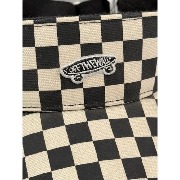 Vans Off the Wall Black White Checkered Adjustable Sun Visor Hat - Picture 2 of 4